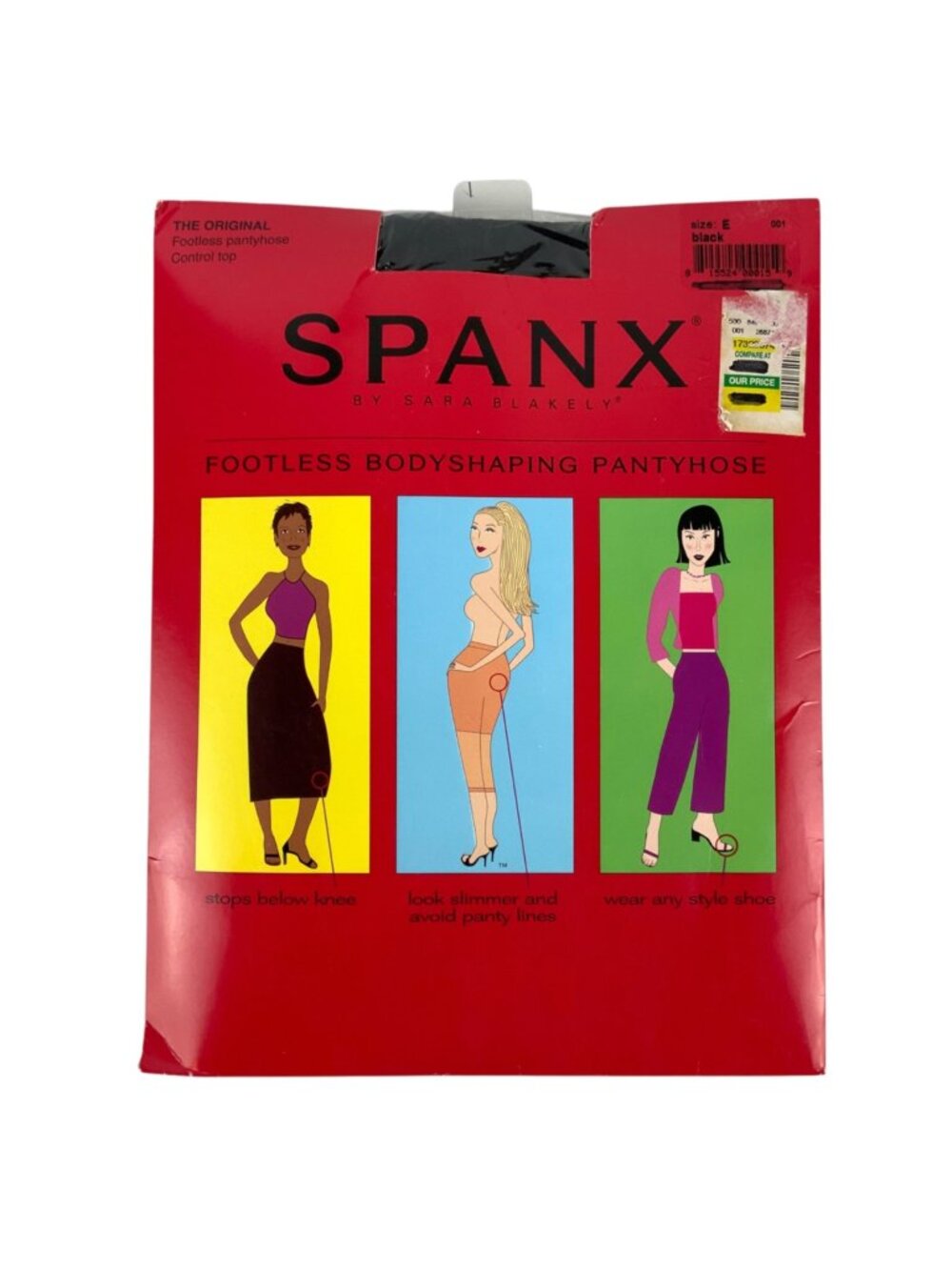 Spanx Footless Bodyshaping Pantyhose Control Top Size E Black